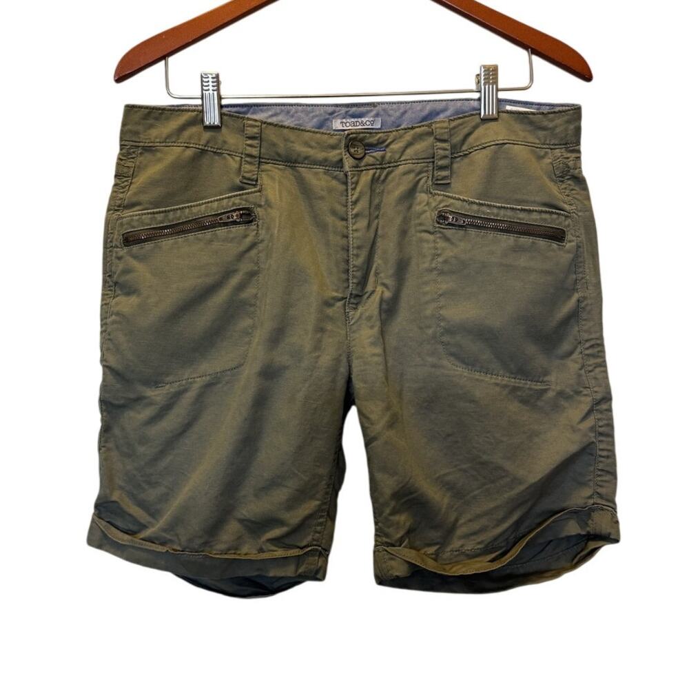 Toad & Co Swept Away Women's Olive Green Low Rise Linen Blend Shorts Size 10